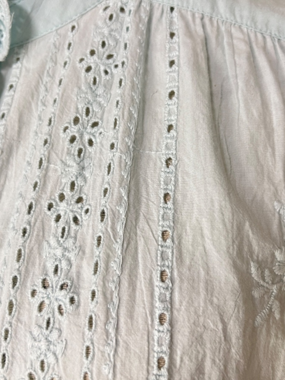 Women's Cotton Eyelet-Front 3/4-Puff Sleeve Blouse Size Plus XXL - Picture 4 of 14